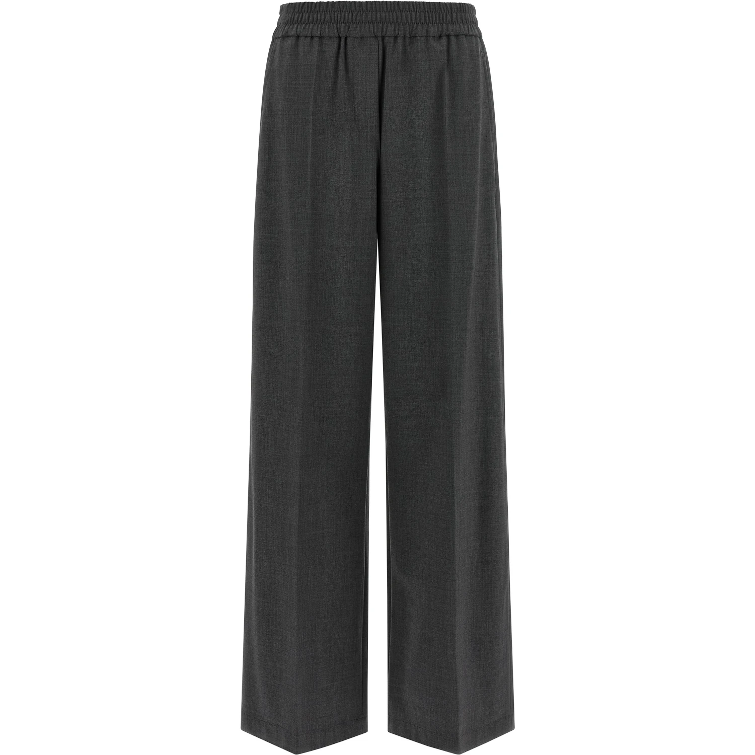 Gray Virgin Wool Flared Pants