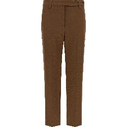 Brown Cotton Cropped Pants