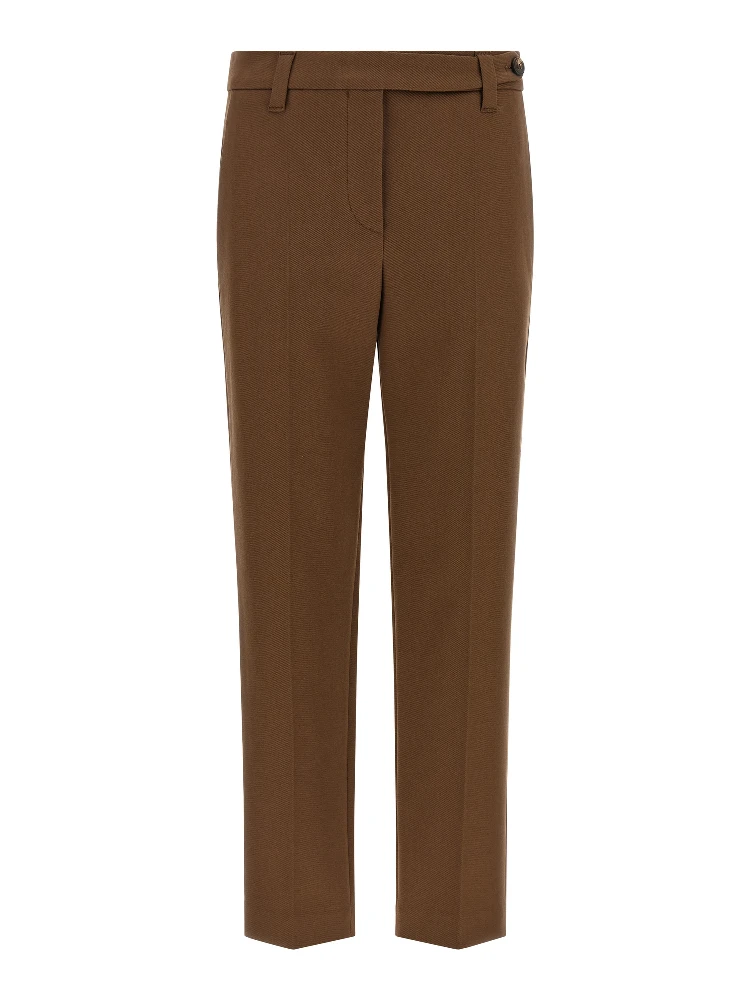 Brown Cotton Cropped Pants