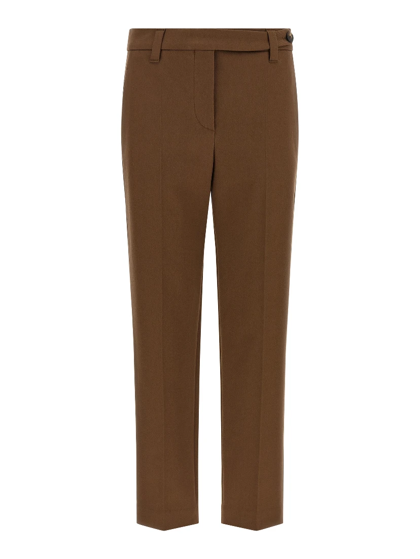 Brown Cotton Cropped Pants