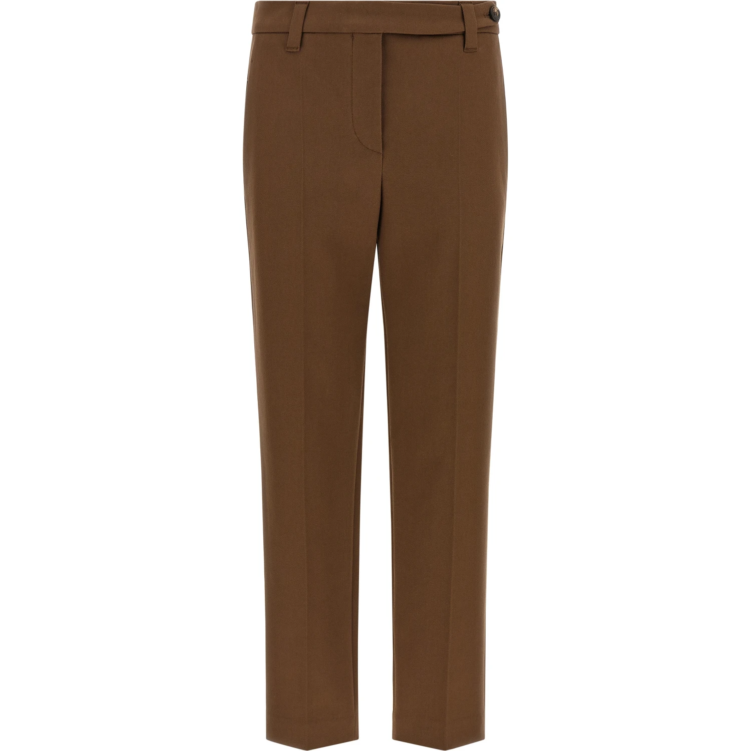 Brown Cotton Cropped Pants