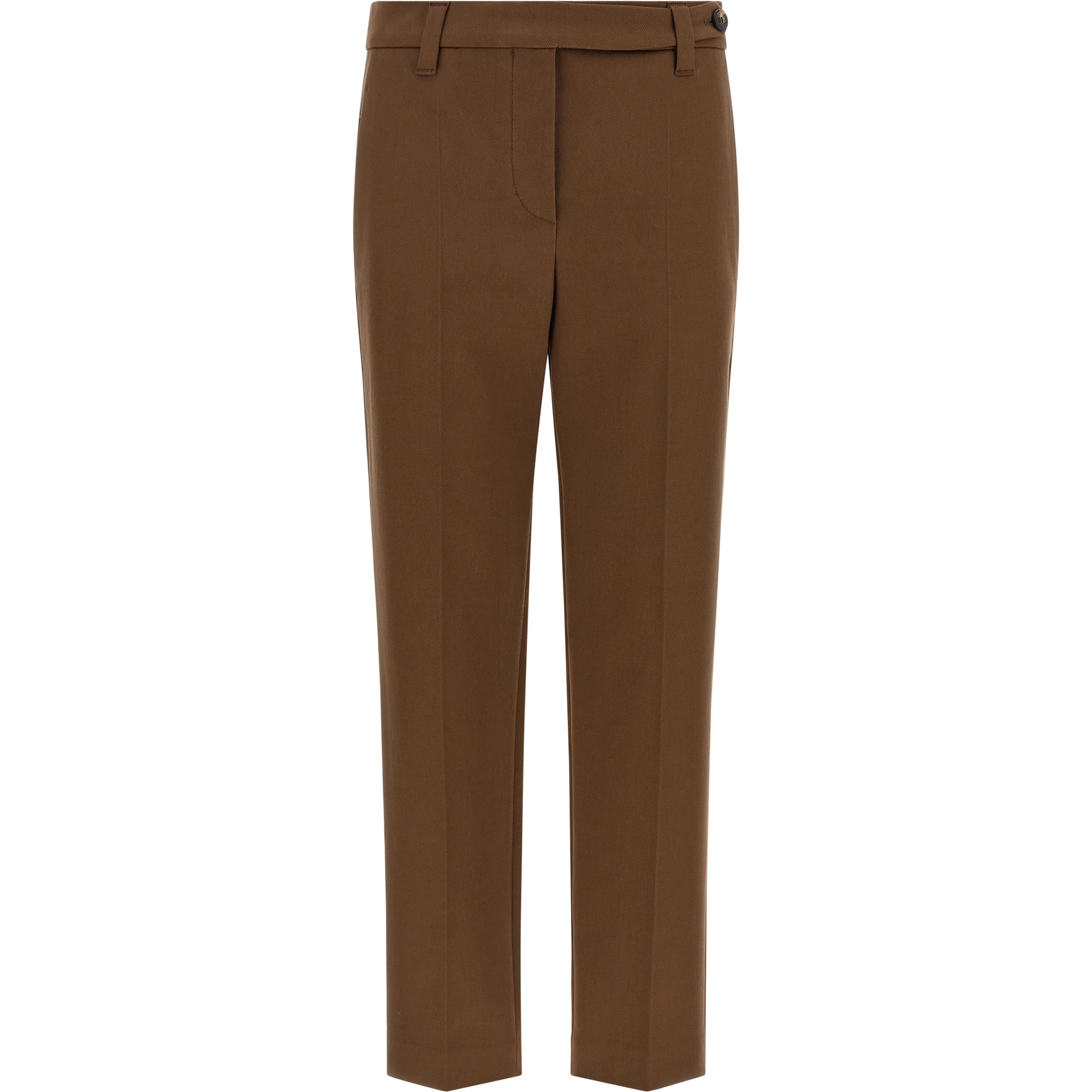 Brown Cotton Cropped Pants