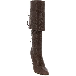 Brown Lamb Leather Over The Knee