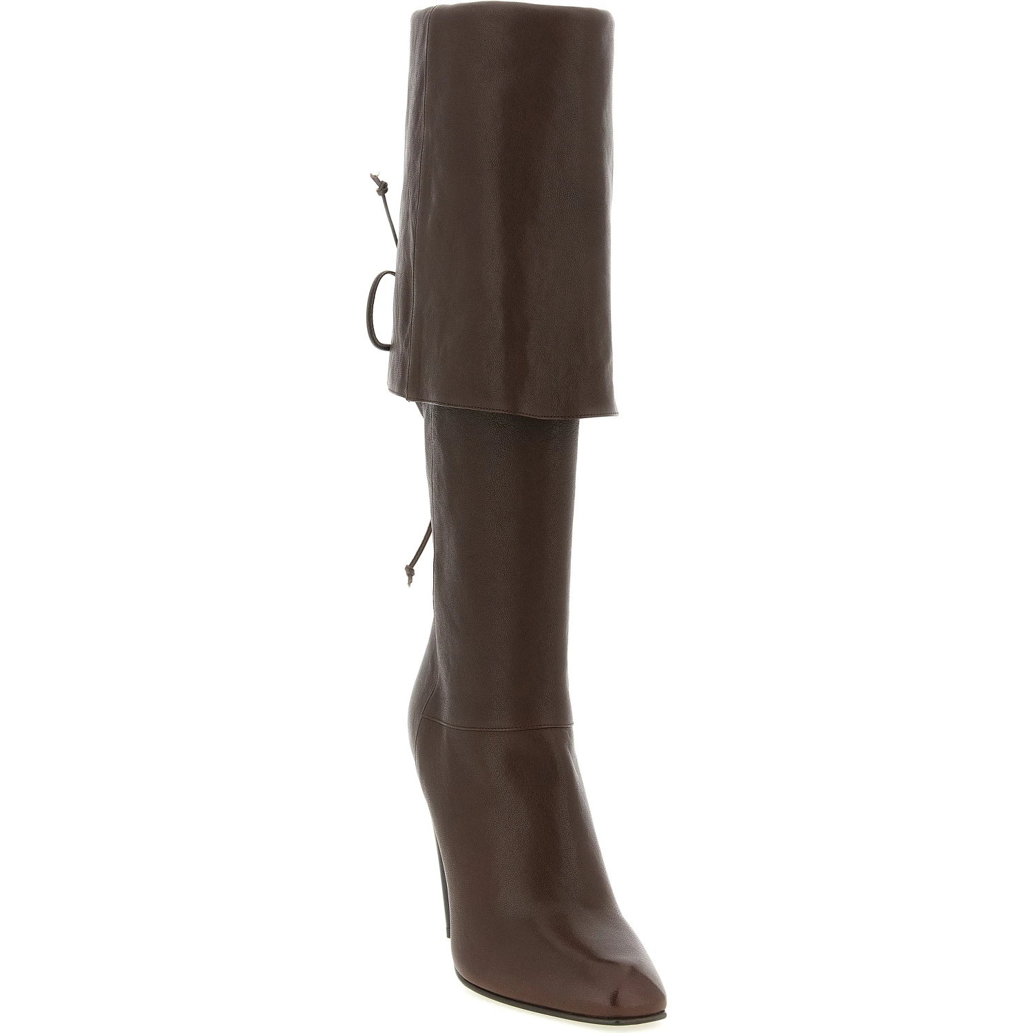 Brown Lamb Leather Over The Knee