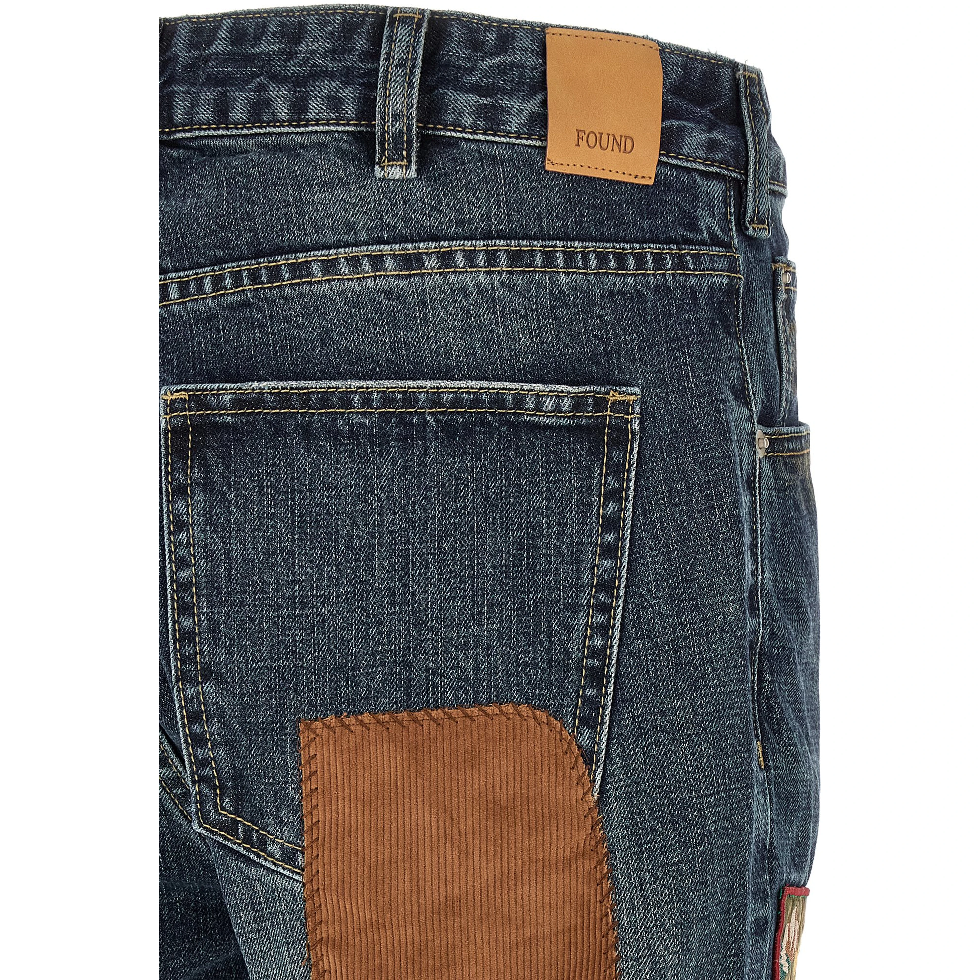 Blue Cotton Straight-Leg Jeans