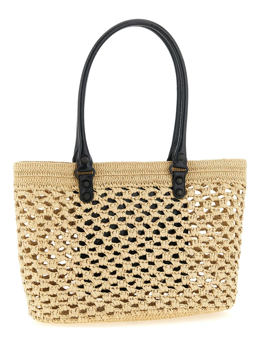 Beige Viscose Shoulder Bag