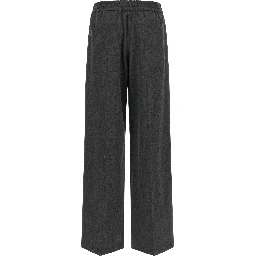 Gray Virgin Wool Flared Pants