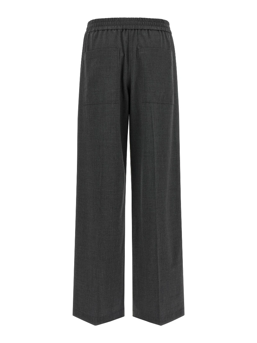 Gray Virgin Wool Flared Pants