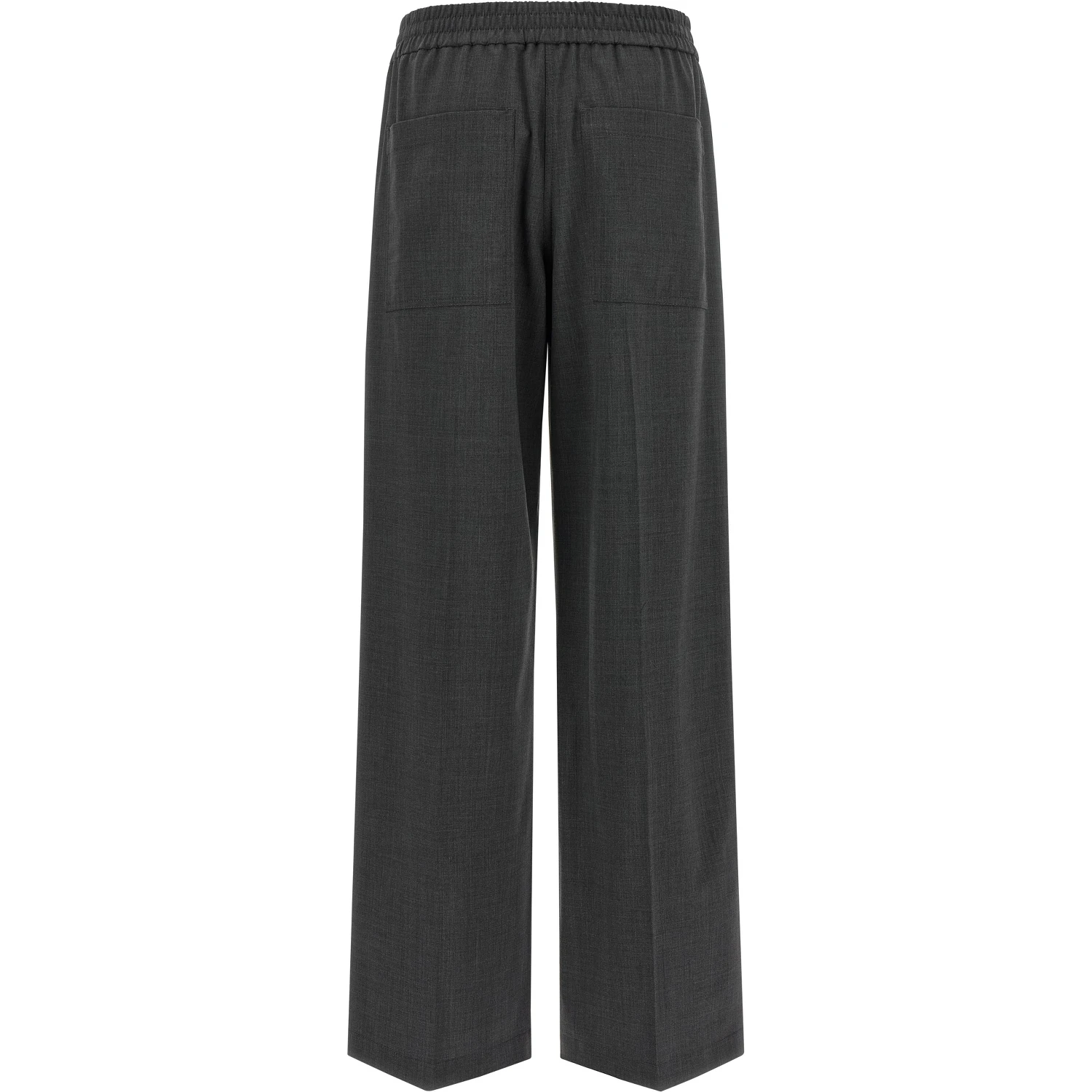 Gray Virgin Wool Flared Pants