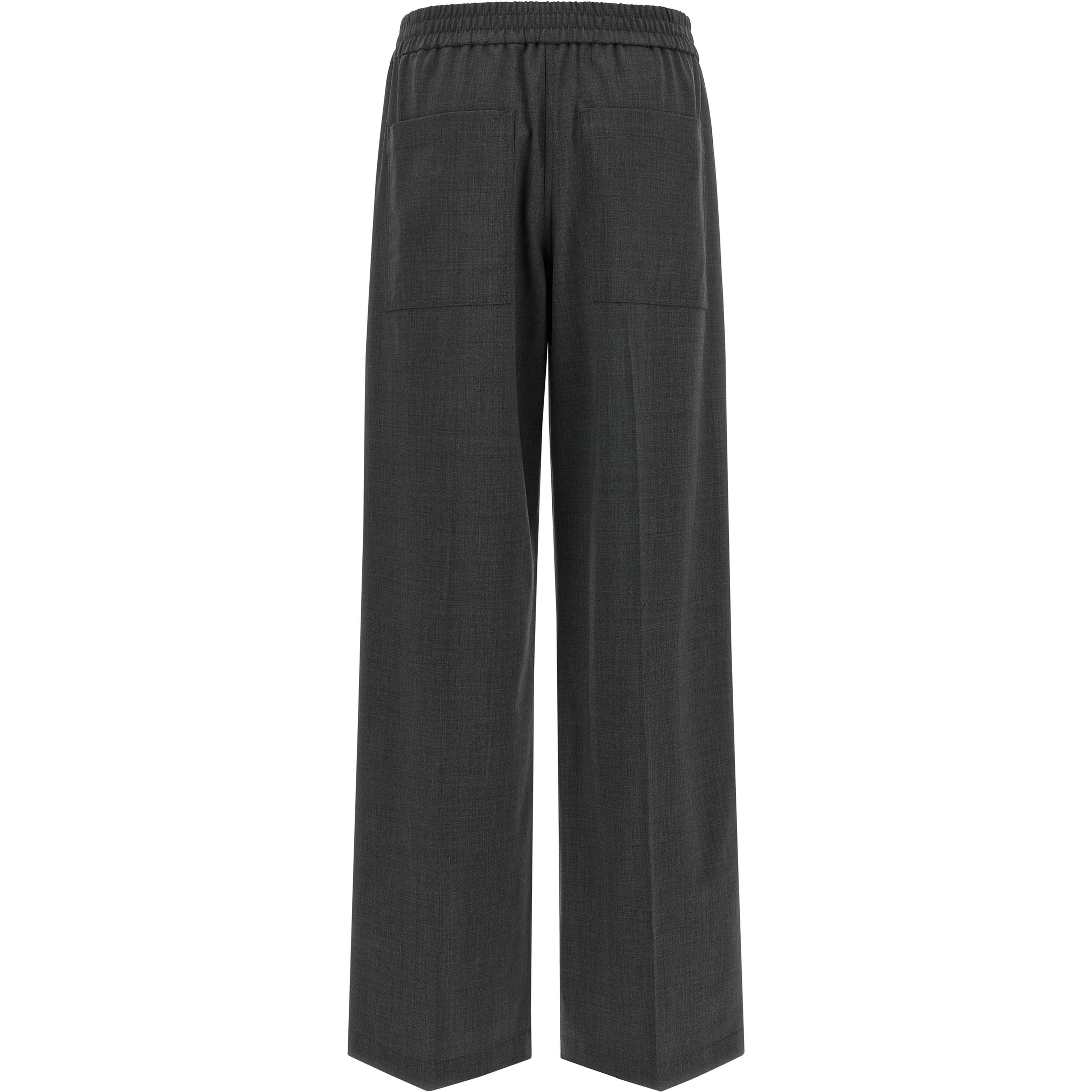 Gray Virgin Wool Flared Pants