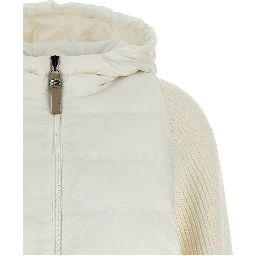 White Polyester Full-Length Jacket