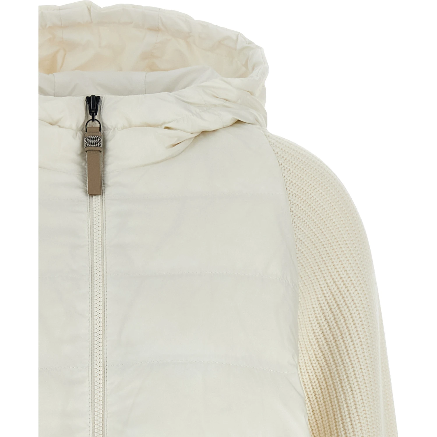 White Polyester Full-Length Jacket