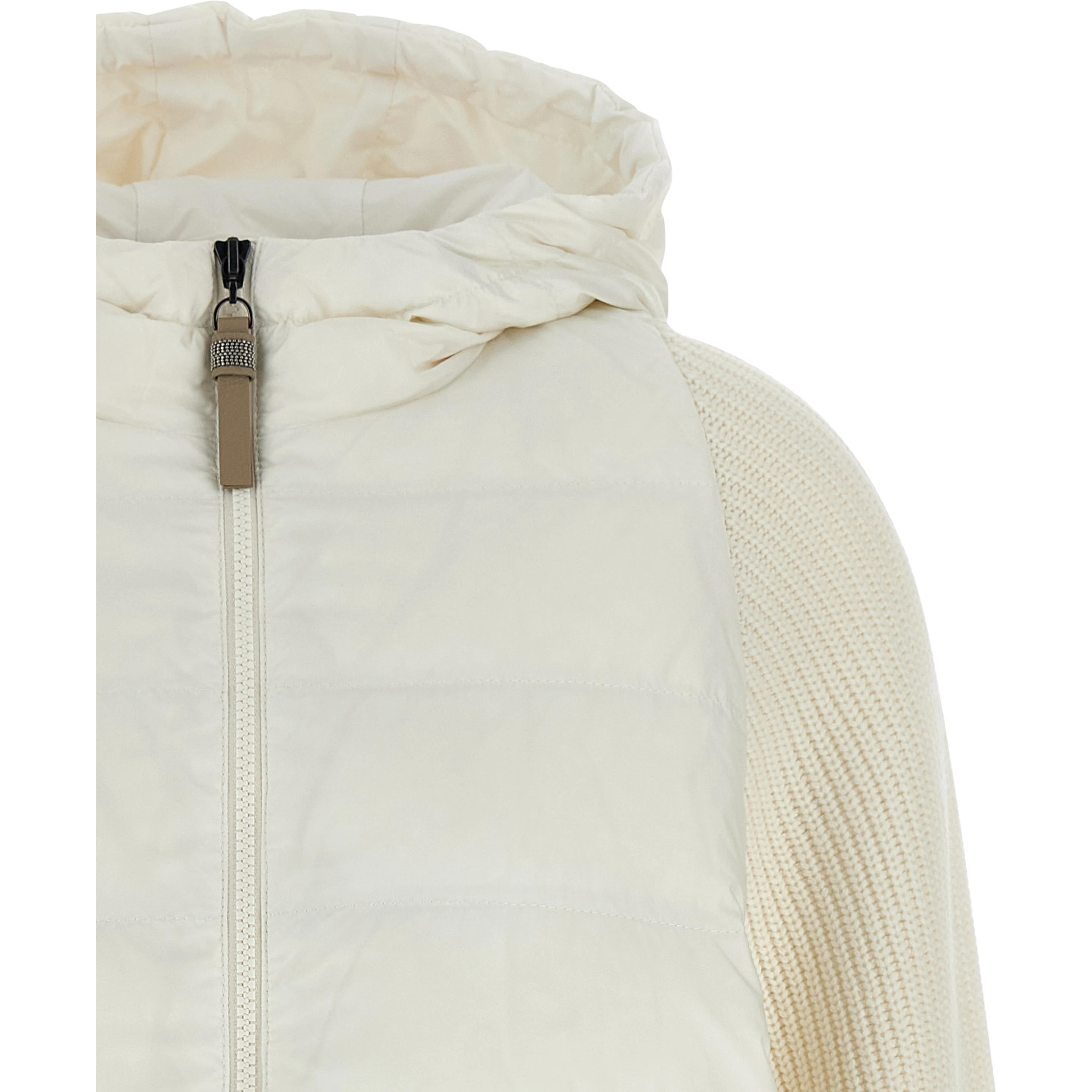 White Polyester Full-Length Jacket