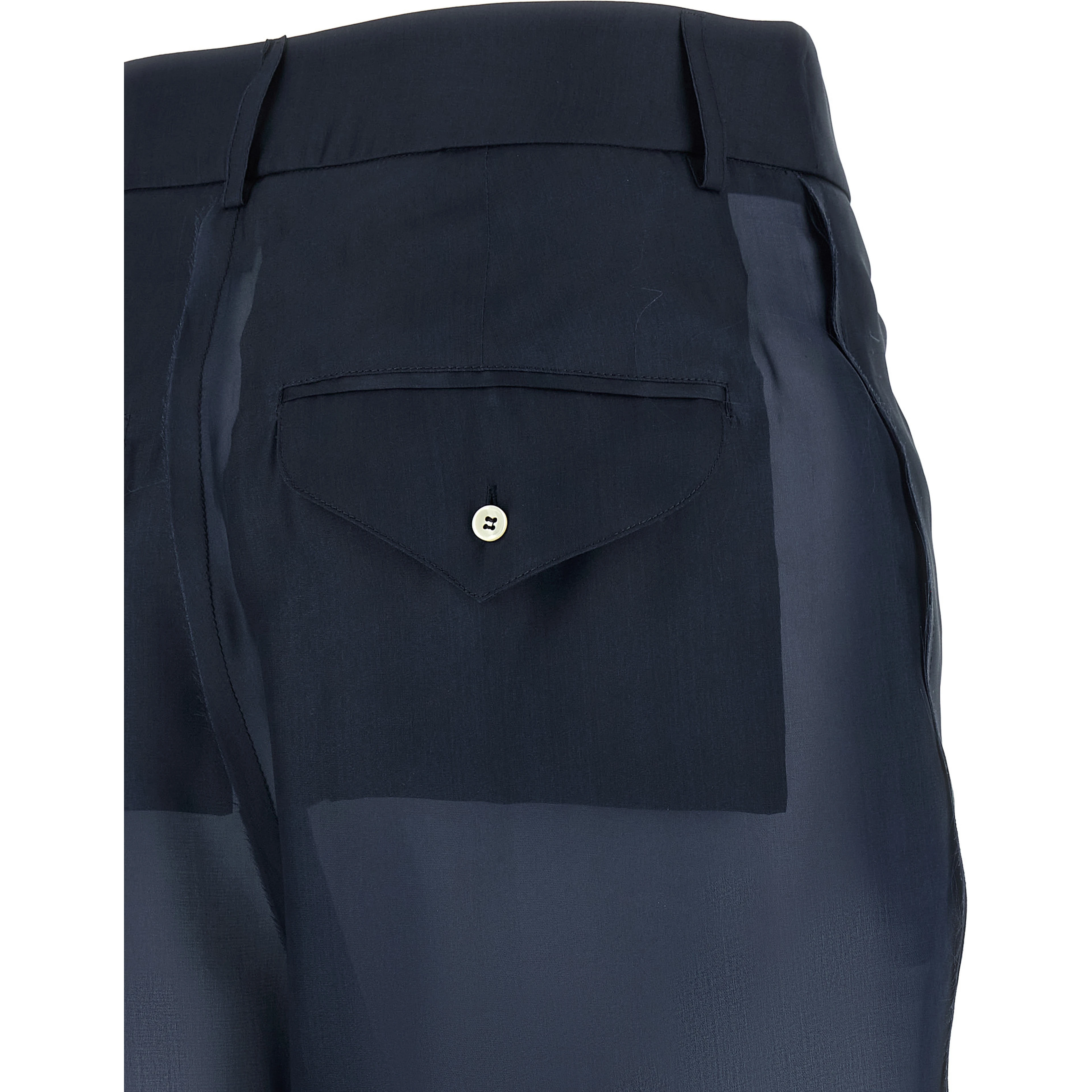 Blue Silk Casual Pants