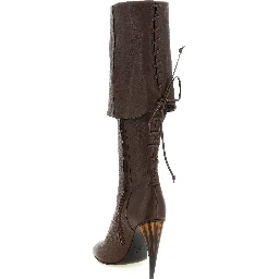Brown Lamb Leather Over The Knee
