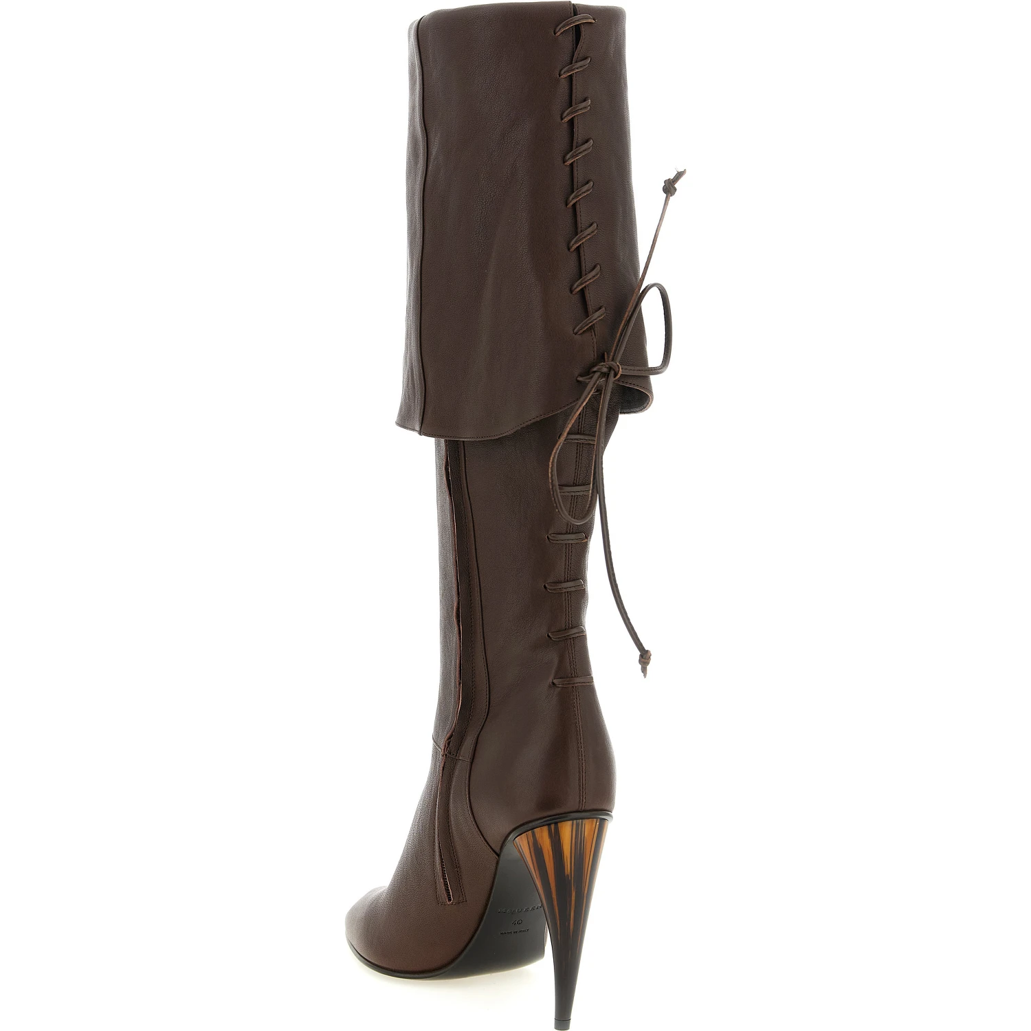 Brown Lamb Leather Over The Knee