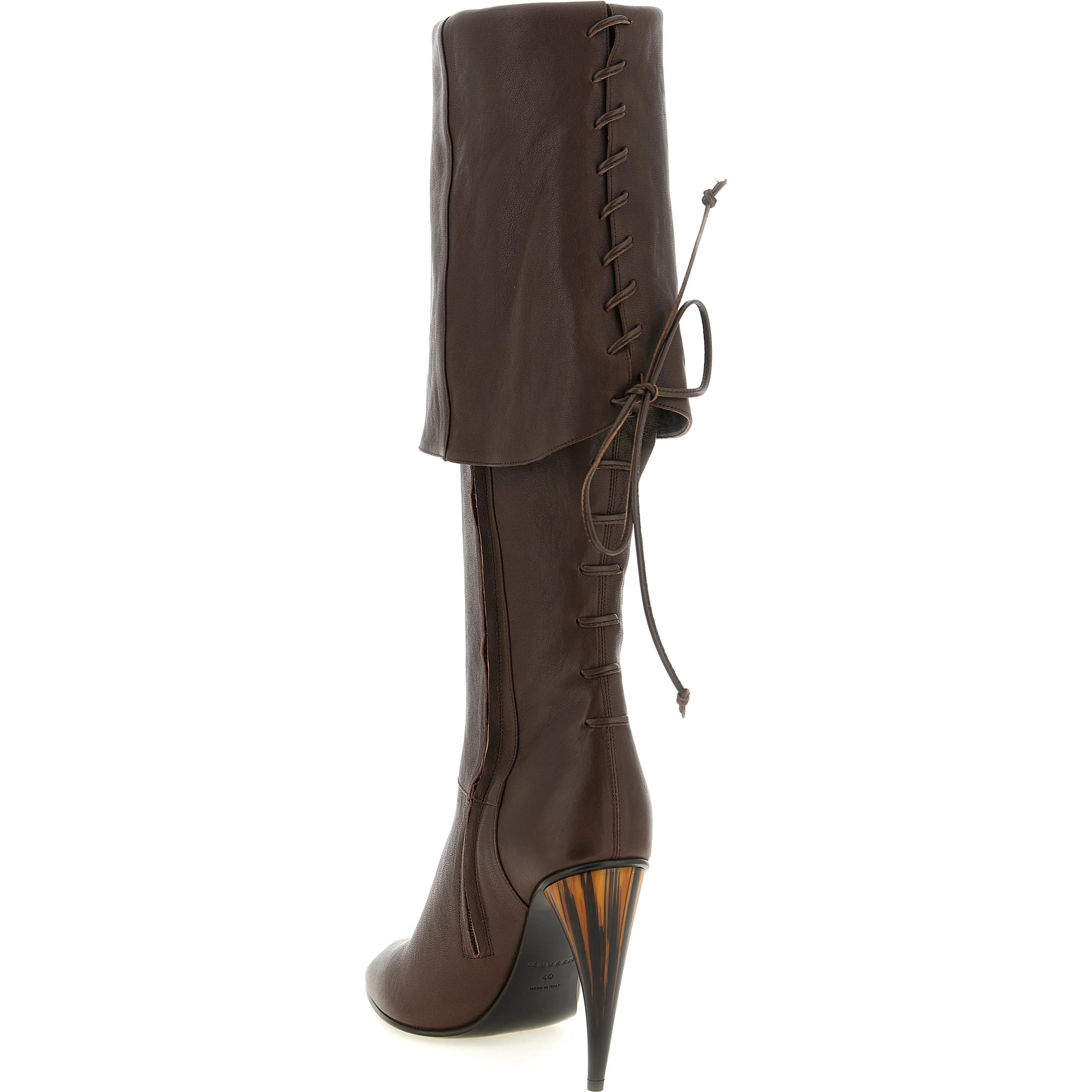 Brown Lamb Leather Over The Knee