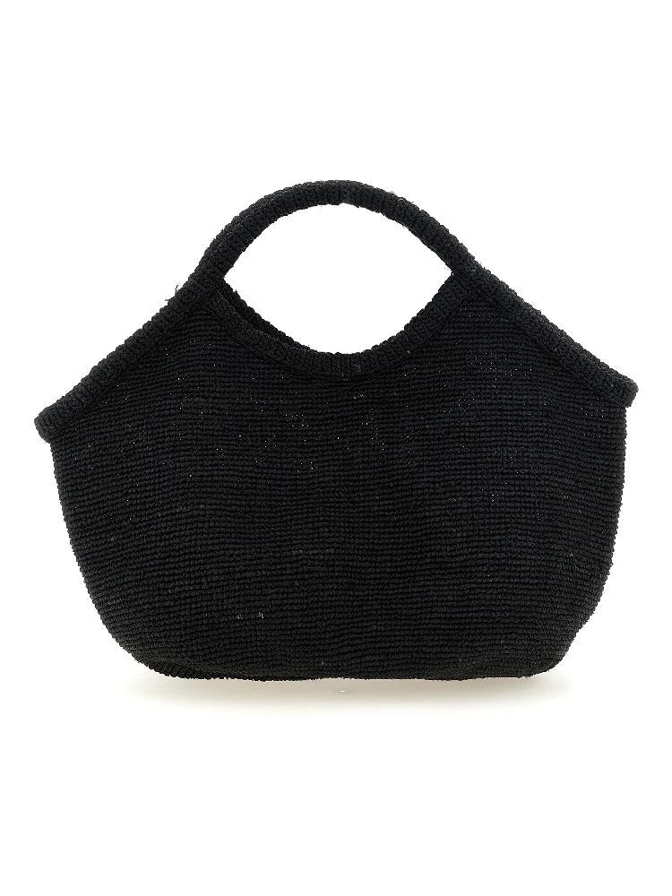 Black Raffia Tote Bag