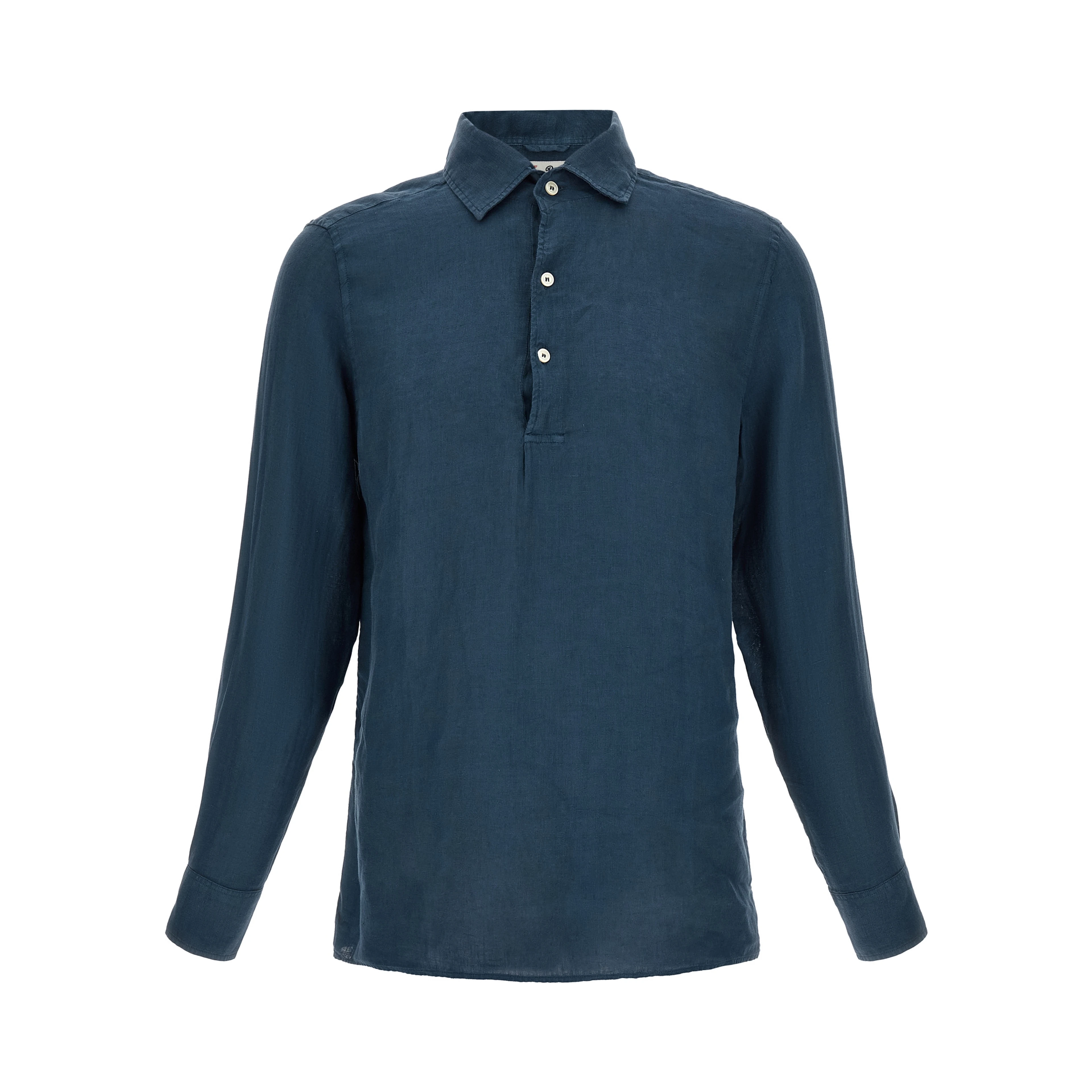 Blue Linen Polo Shirt