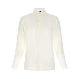 White Linen Polo Shirt