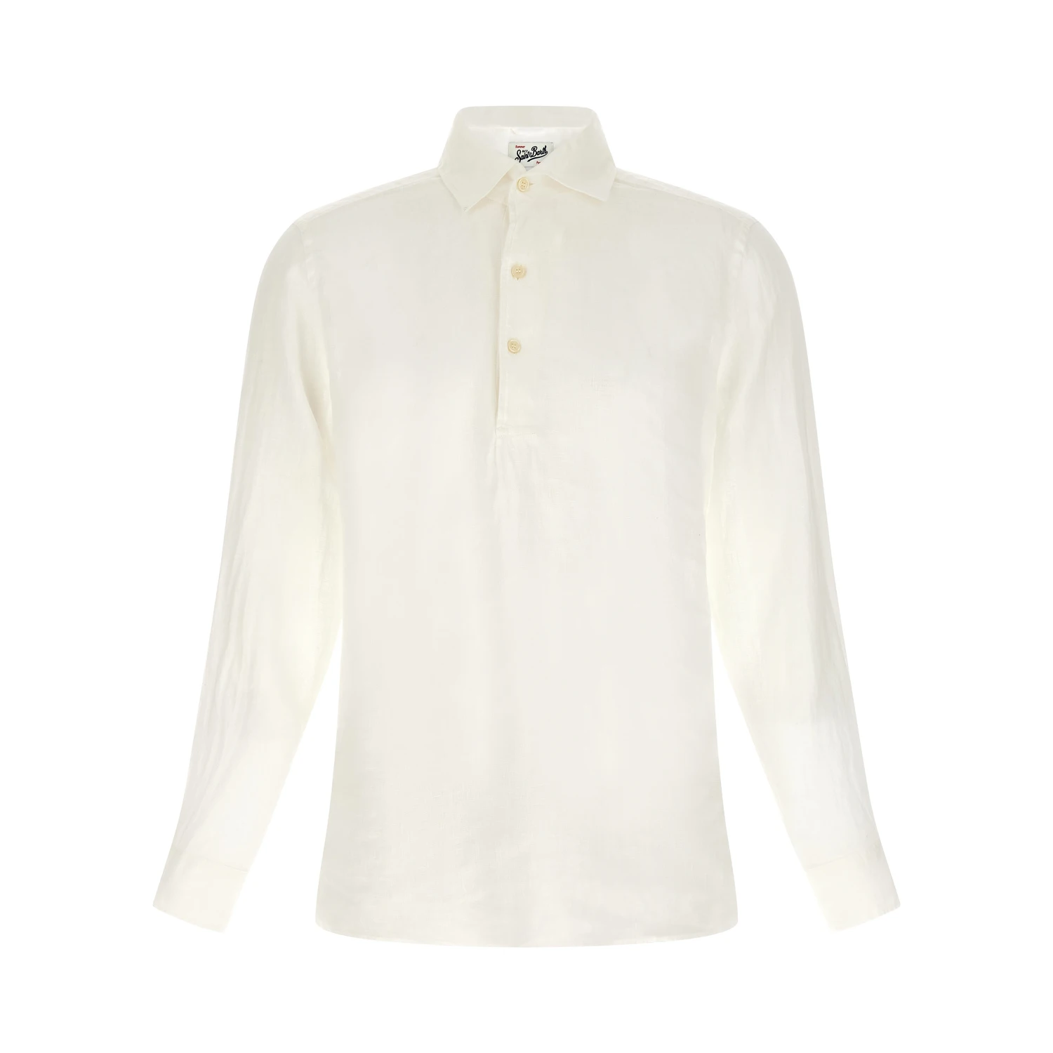 White Linen Polo Shirt