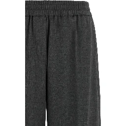 Gray Virgin Wool Flared Pants