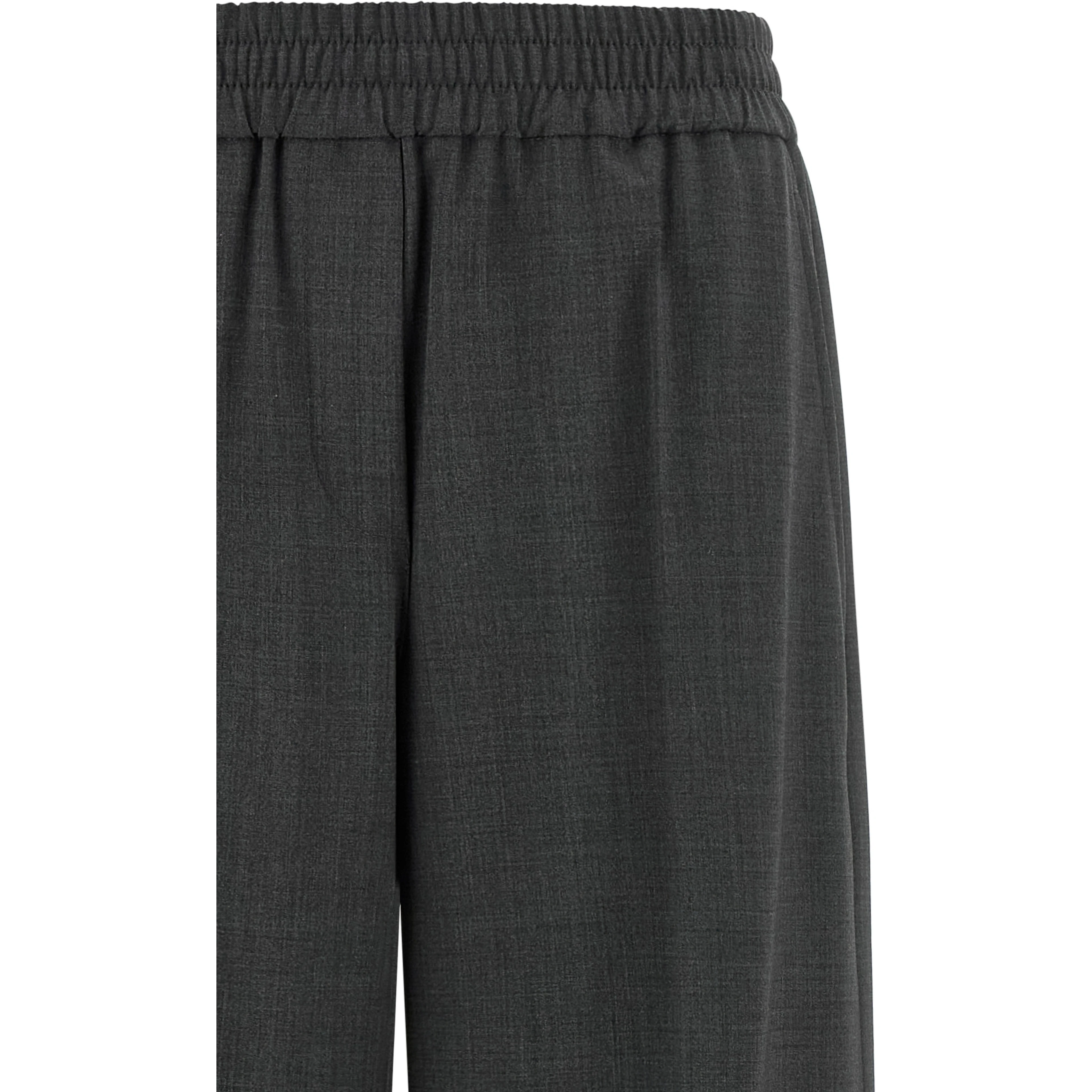 Gray Virgin Wool Flared Pants