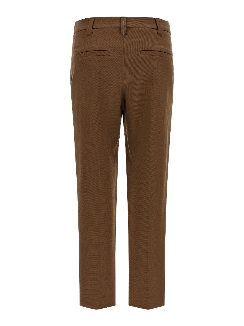 Brown Cotton Cropped Pants