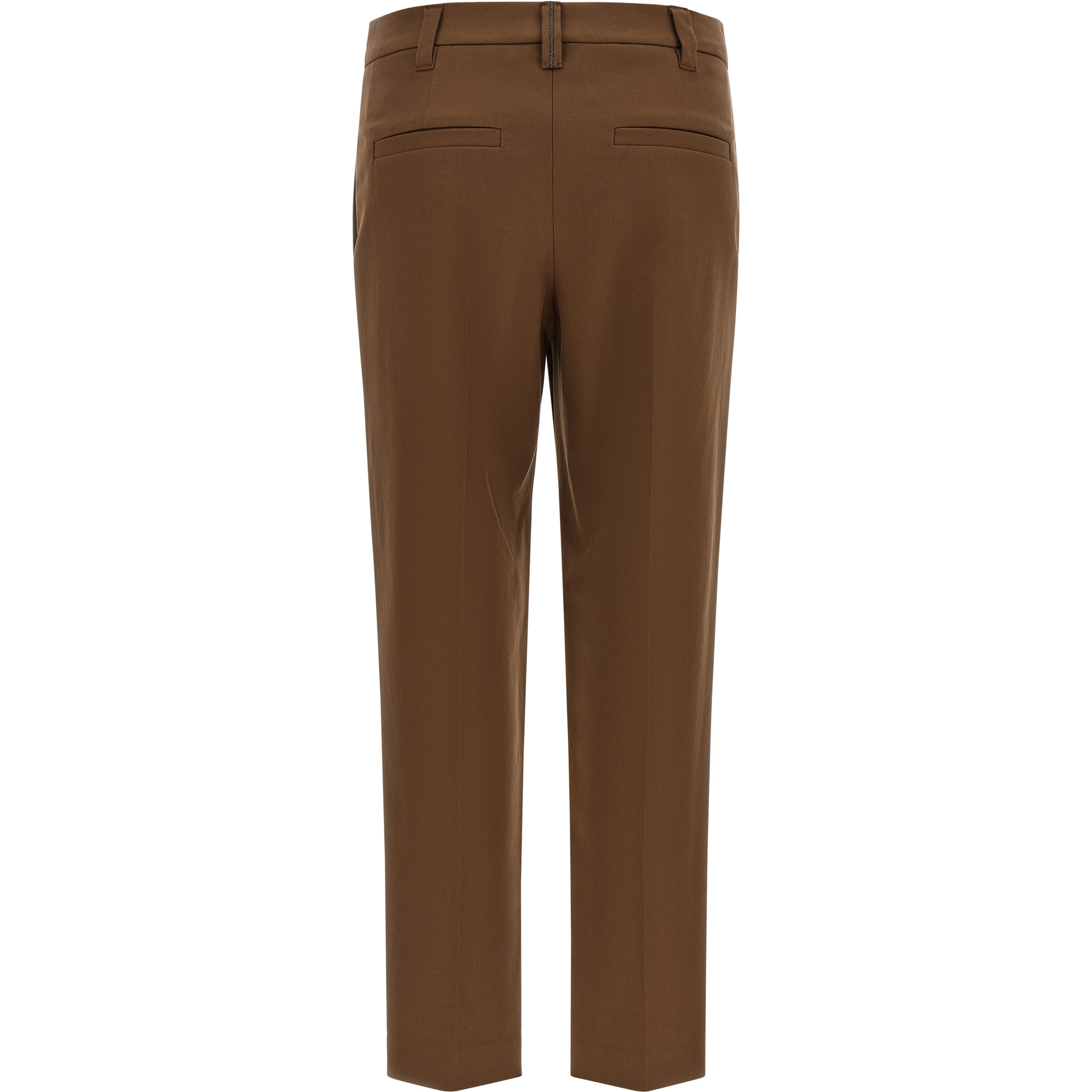 Brown Cotton Cropped Pants