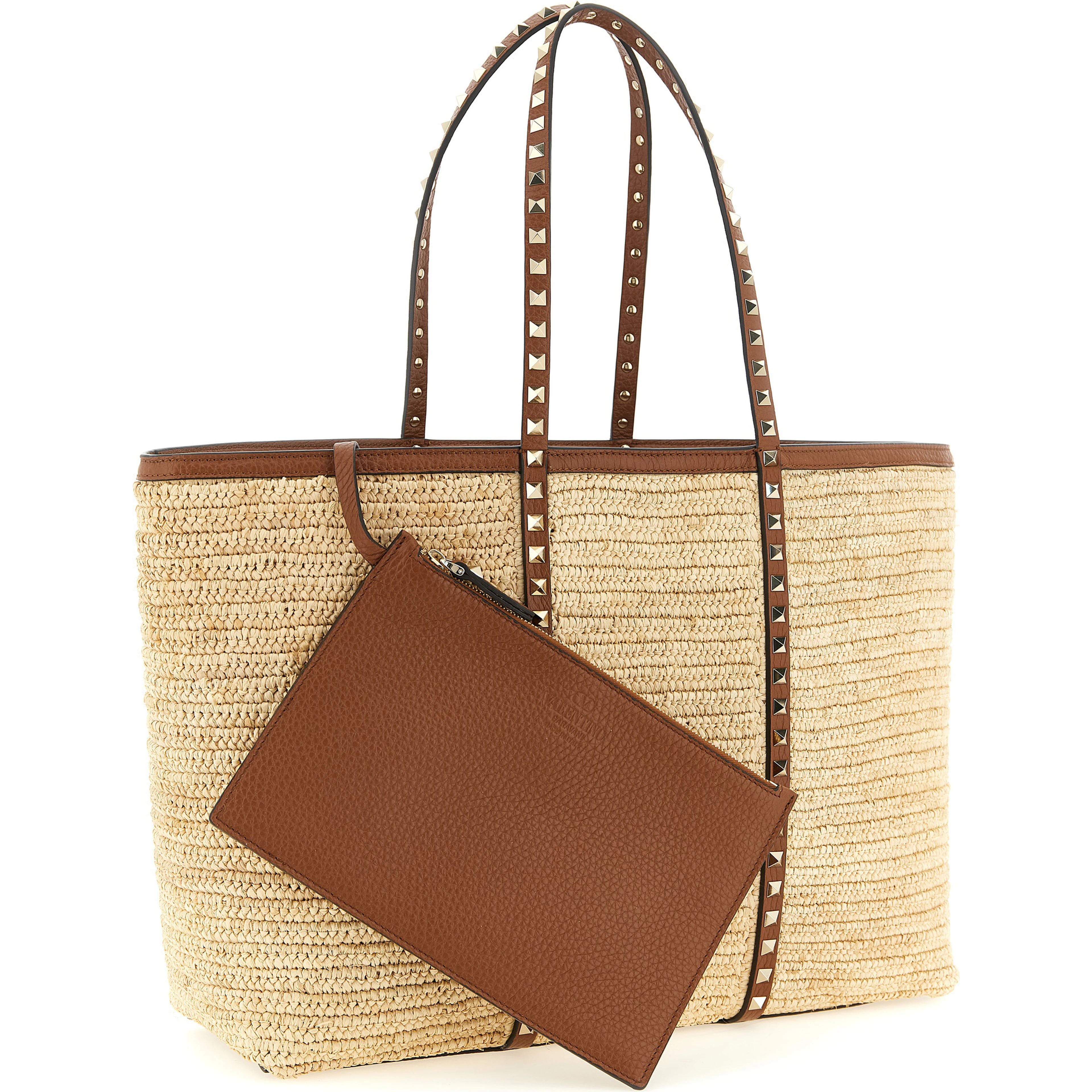 Beige Straw Tote Bag