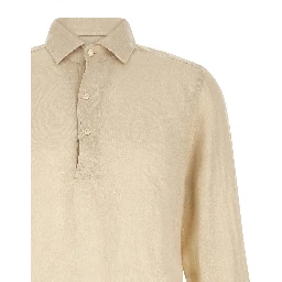 Beige Linen Polo Shirt