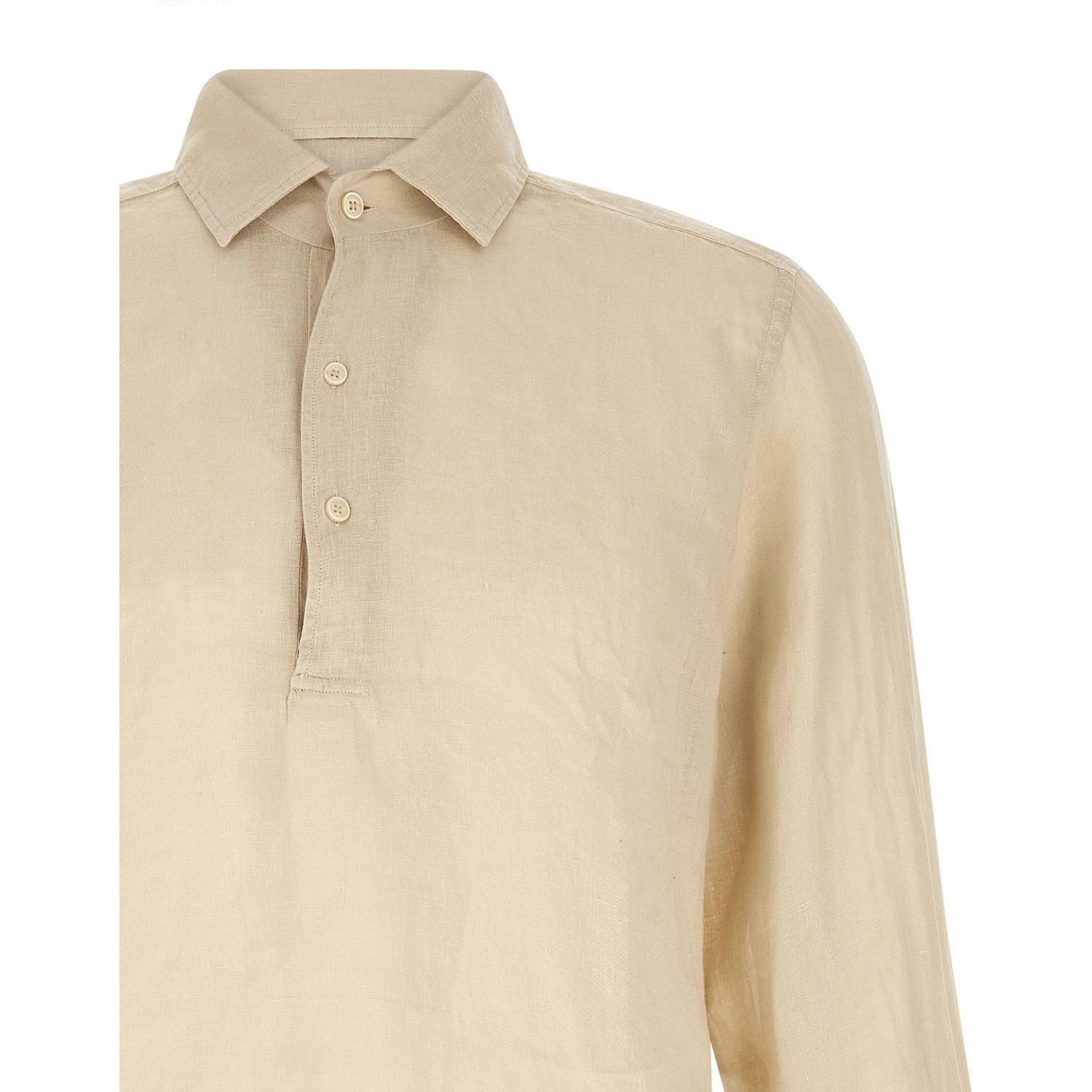 Beige Linen Polo Shirt