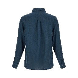 Blue Linen Polo Shirt