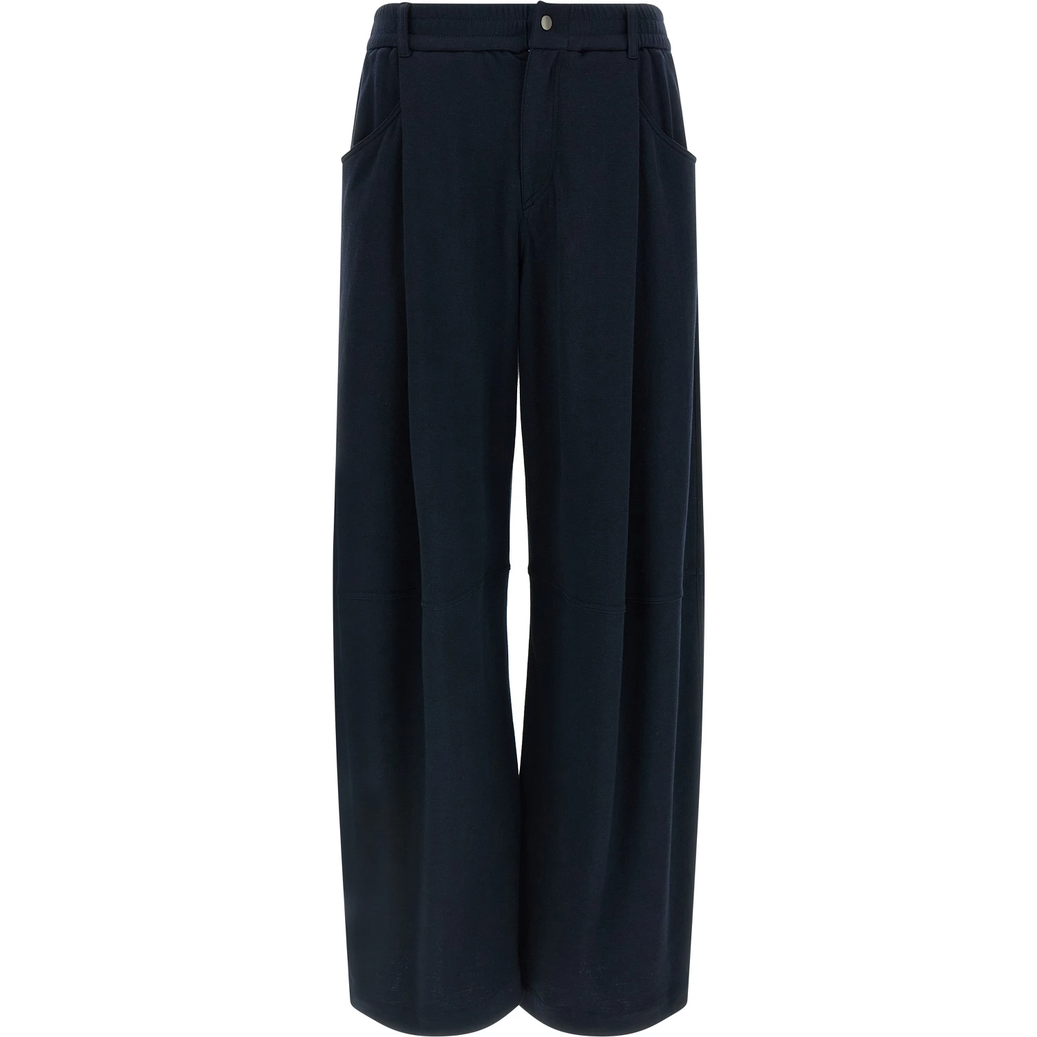 Blue Cotton Casual Pants
