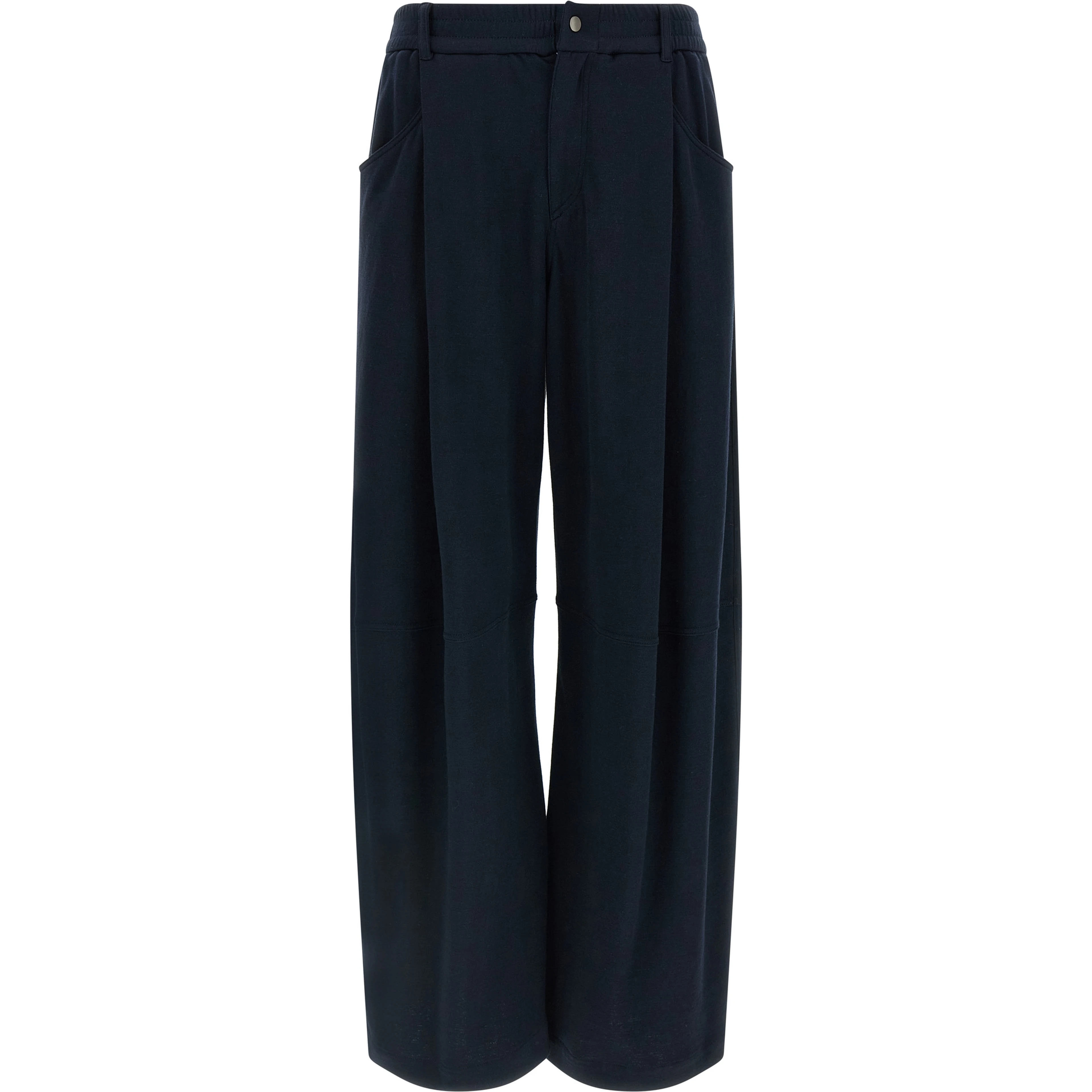 Blue Cotton Casual Pants