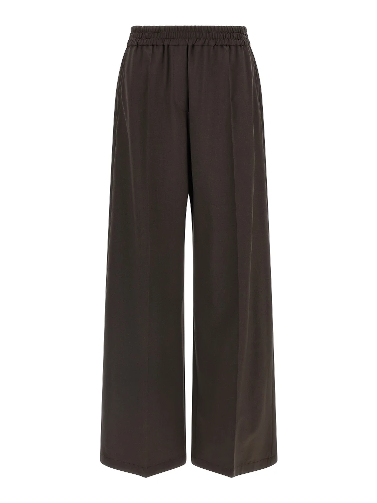 Brown Virgin Wool Casual Pants