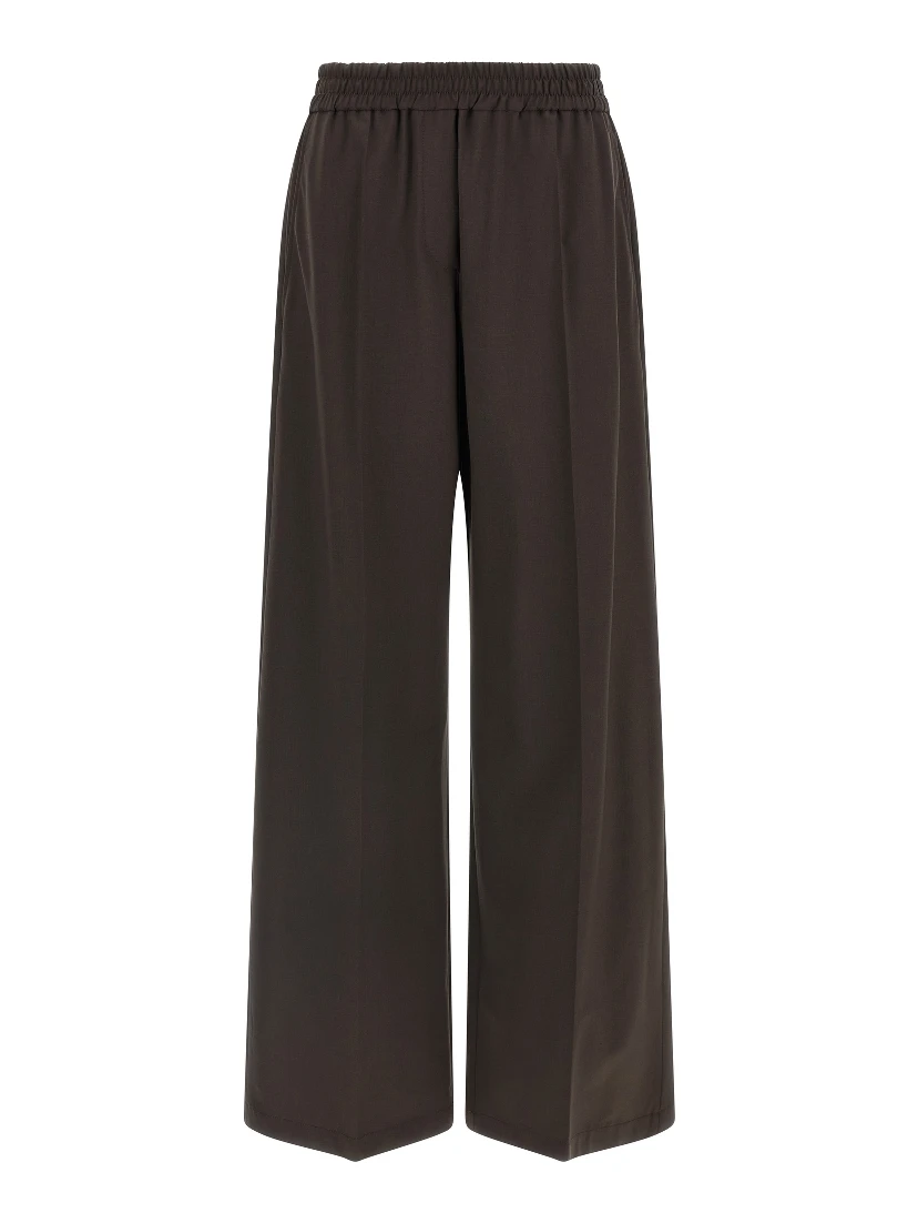 Brown Virgin Wool Casual Pants