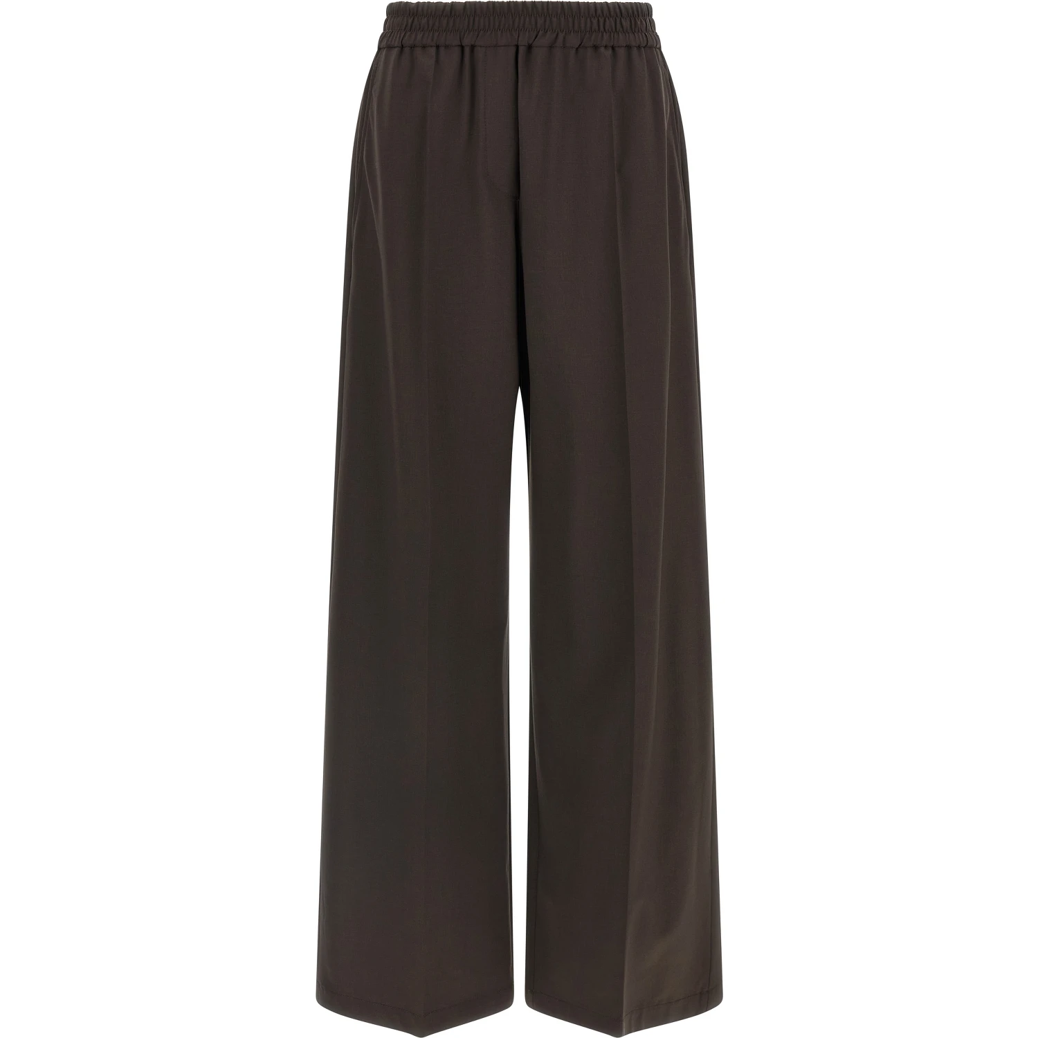 Brown Virgin Wool Casual Pants