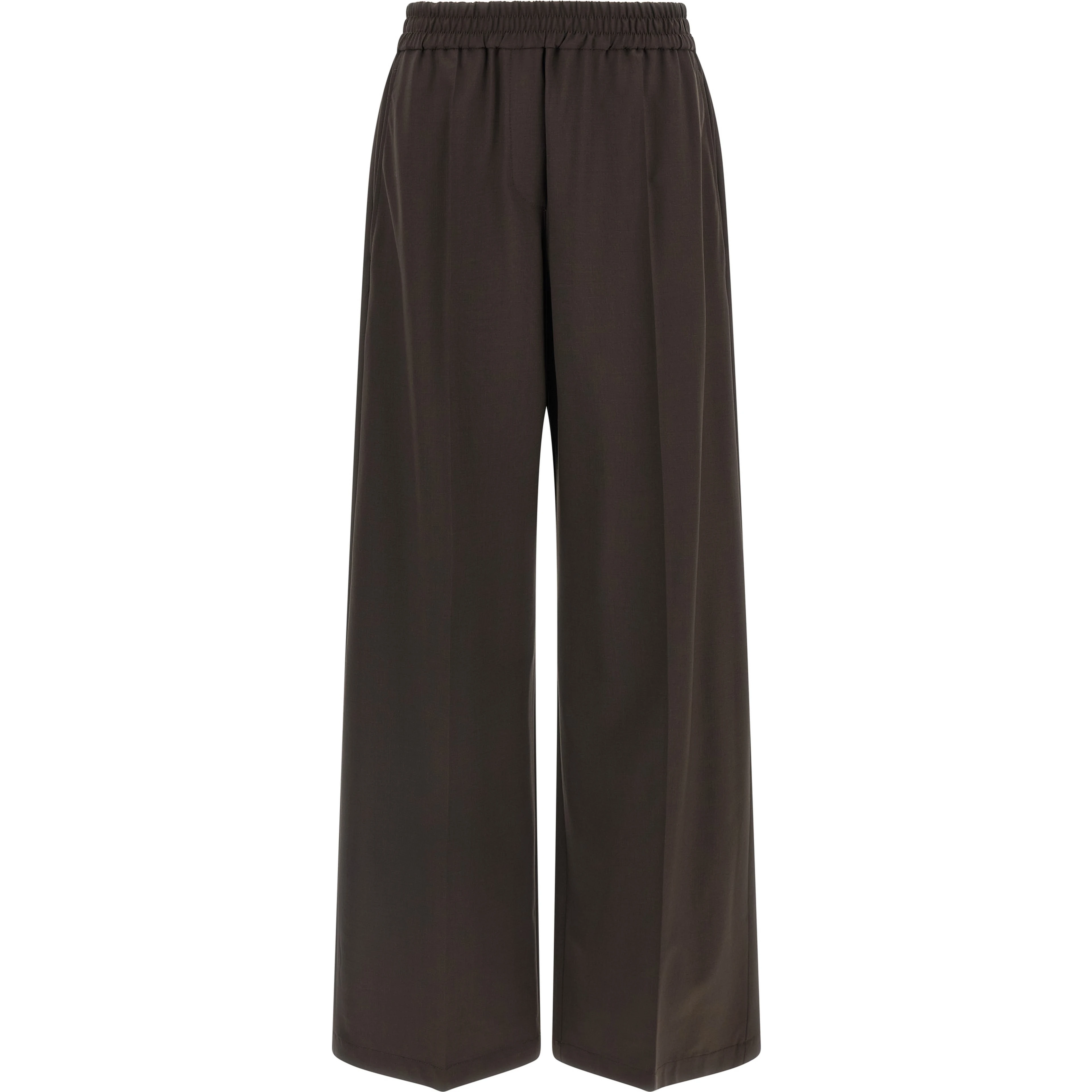 Brown Virgin Wool Casual Pants