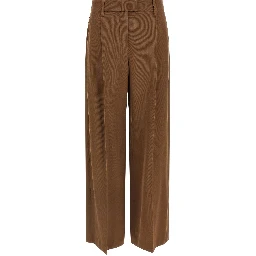 Brown Virgin Wool Casual Pants