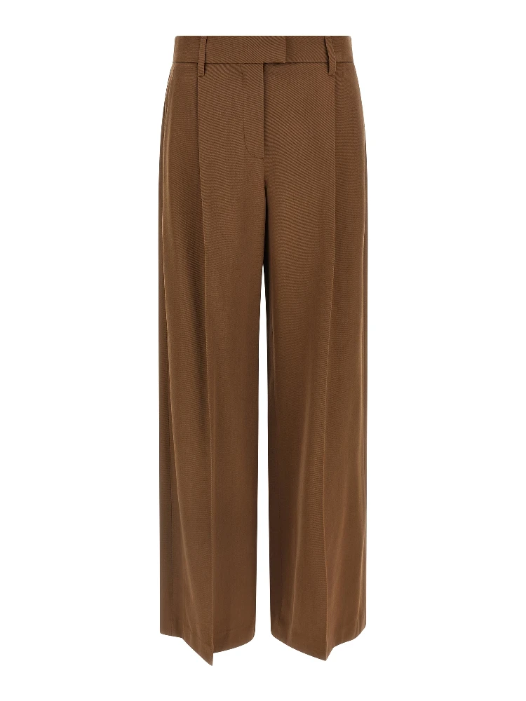 Brown Virgin Wool Casual Pants