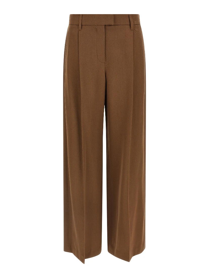 Brown Virgin Wool Casual Pants