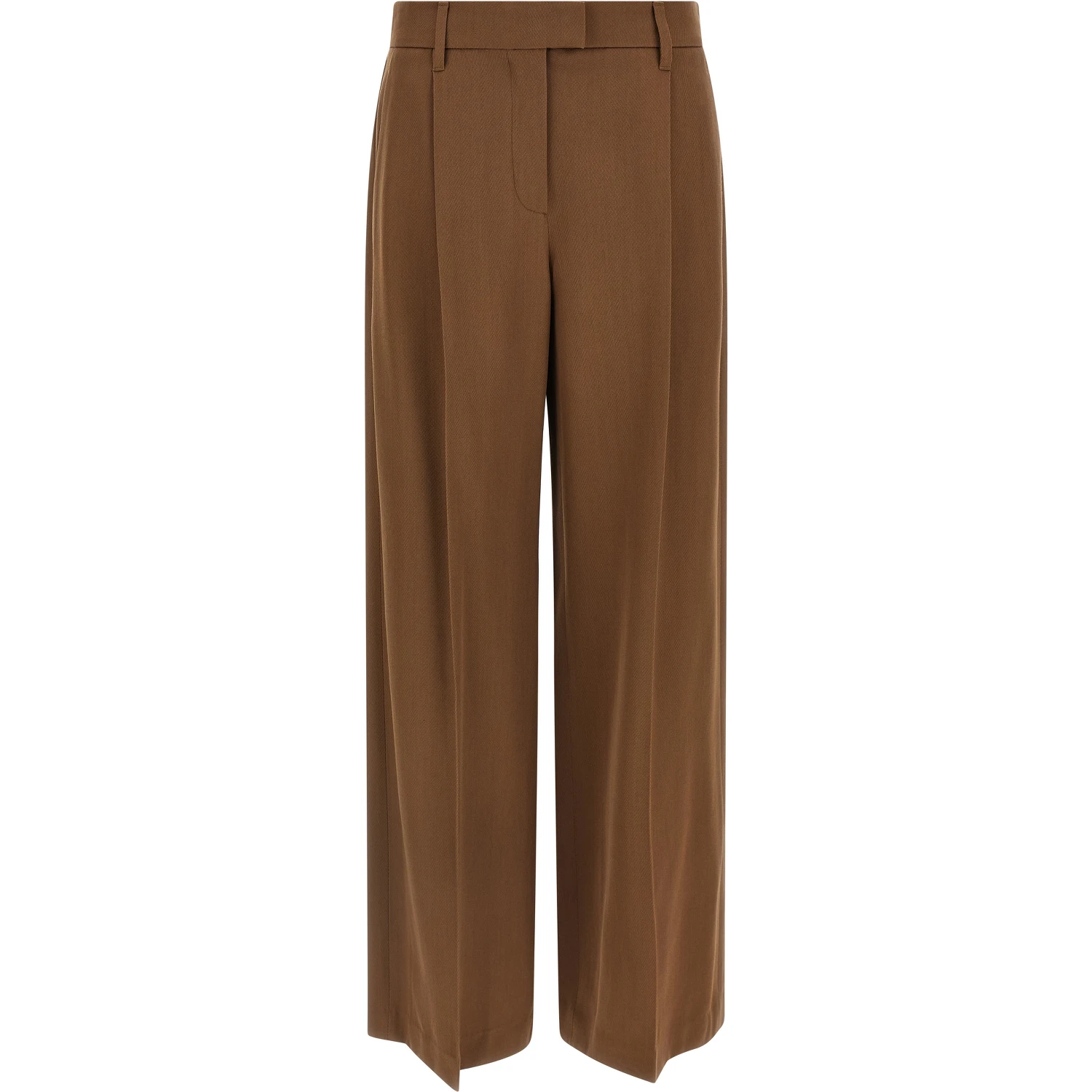 Brown Virgin Wool Casual Pants