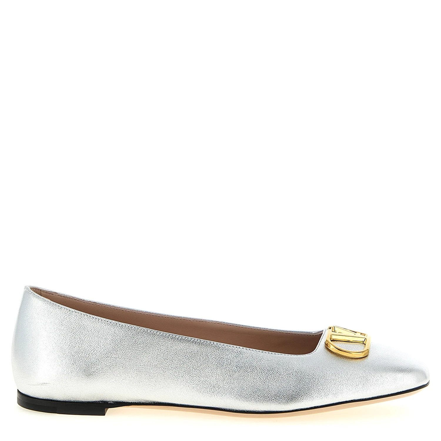 Silver Lamb Leather Ballet Flats