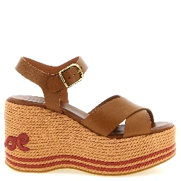 Brown Calfskin Wedge Sandals