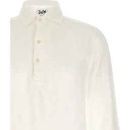 White Linen Polo Shirt