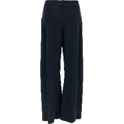 Blue Cotton Casual Pants