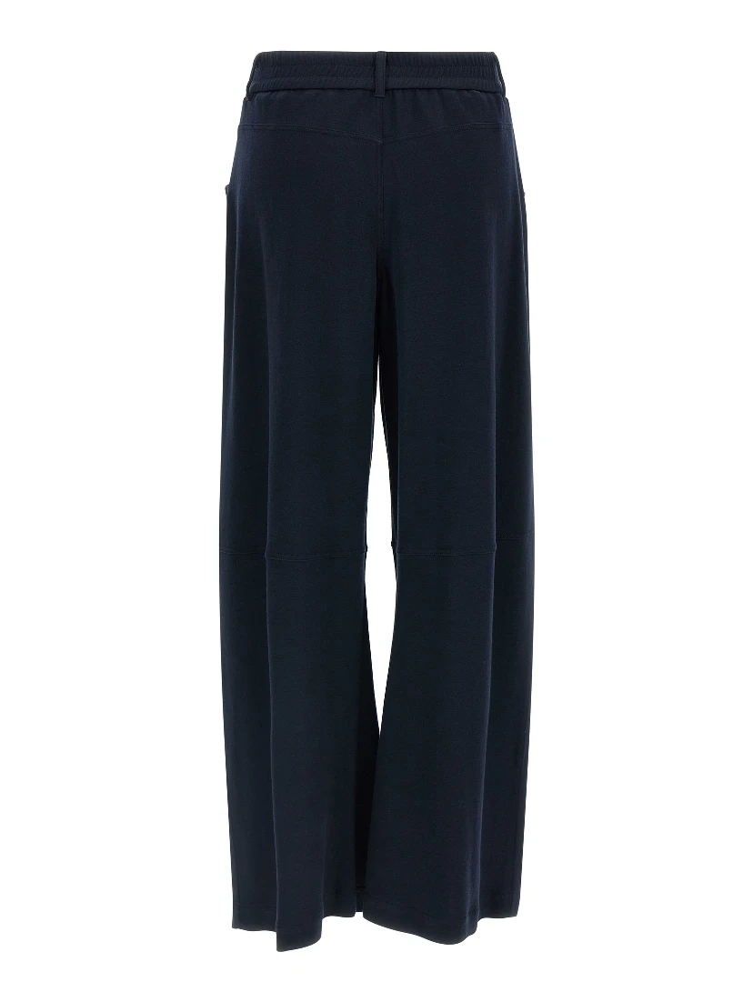 Blue Cotton Casual Pants