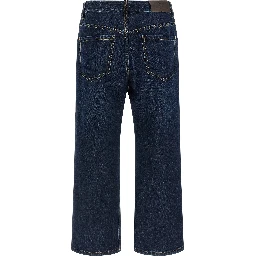 Blue Cotton Cropped Jeans