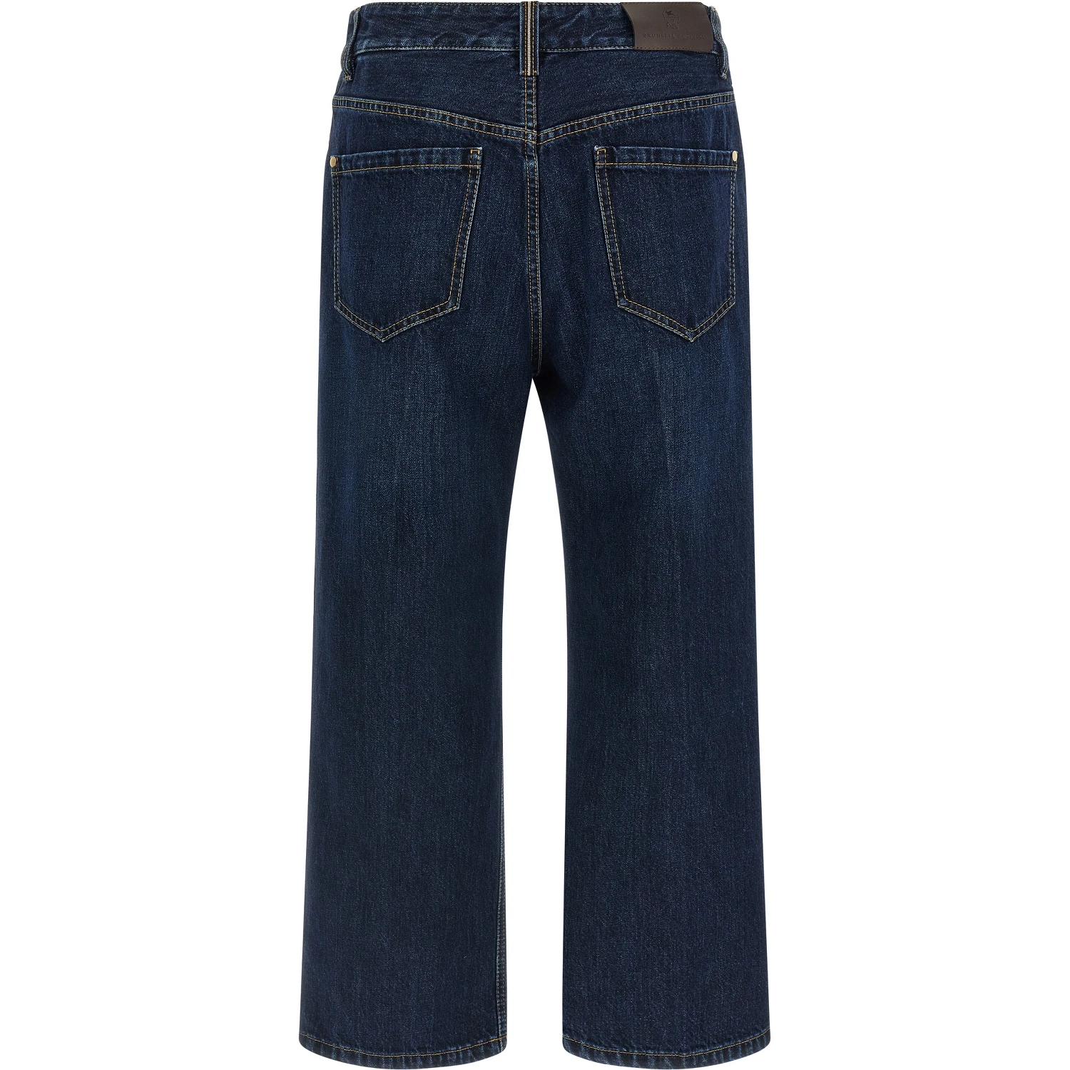 Blue Cotton Cropped Jeans